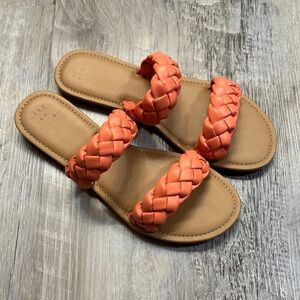 Orange Braided Sandals | Unworn, 8
